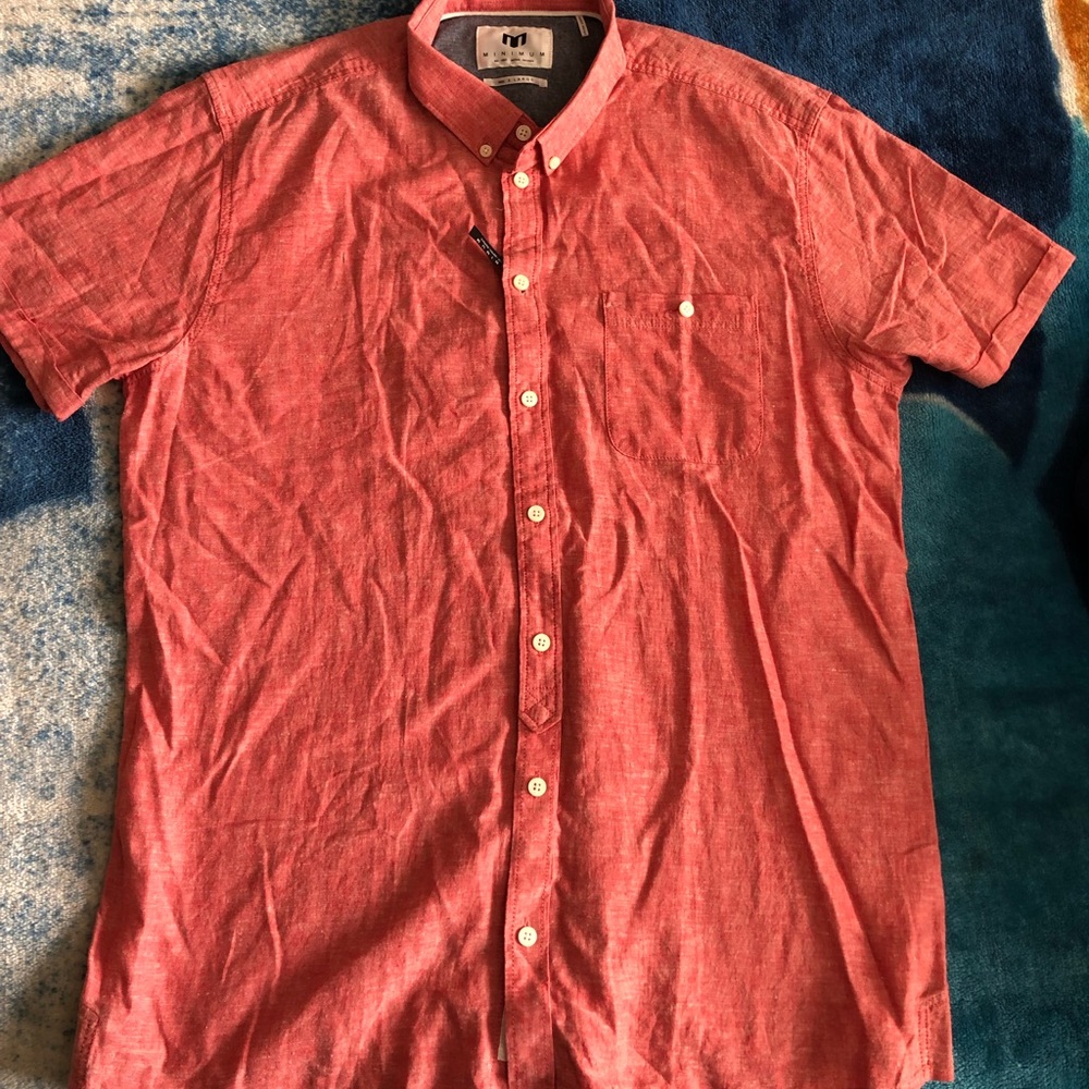 Salmon Pink Summer Button-Down Shirt